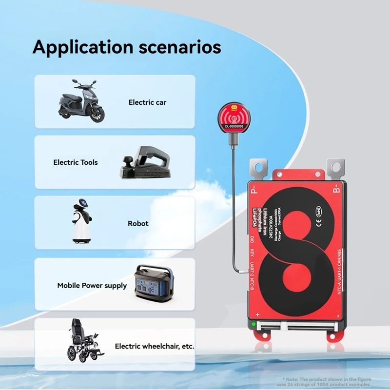 100A Li-Ion Battery BMS  With Wifi Module And CAN 485 Communication Protection Board  For Lifepo4 Lithium Battery Pack