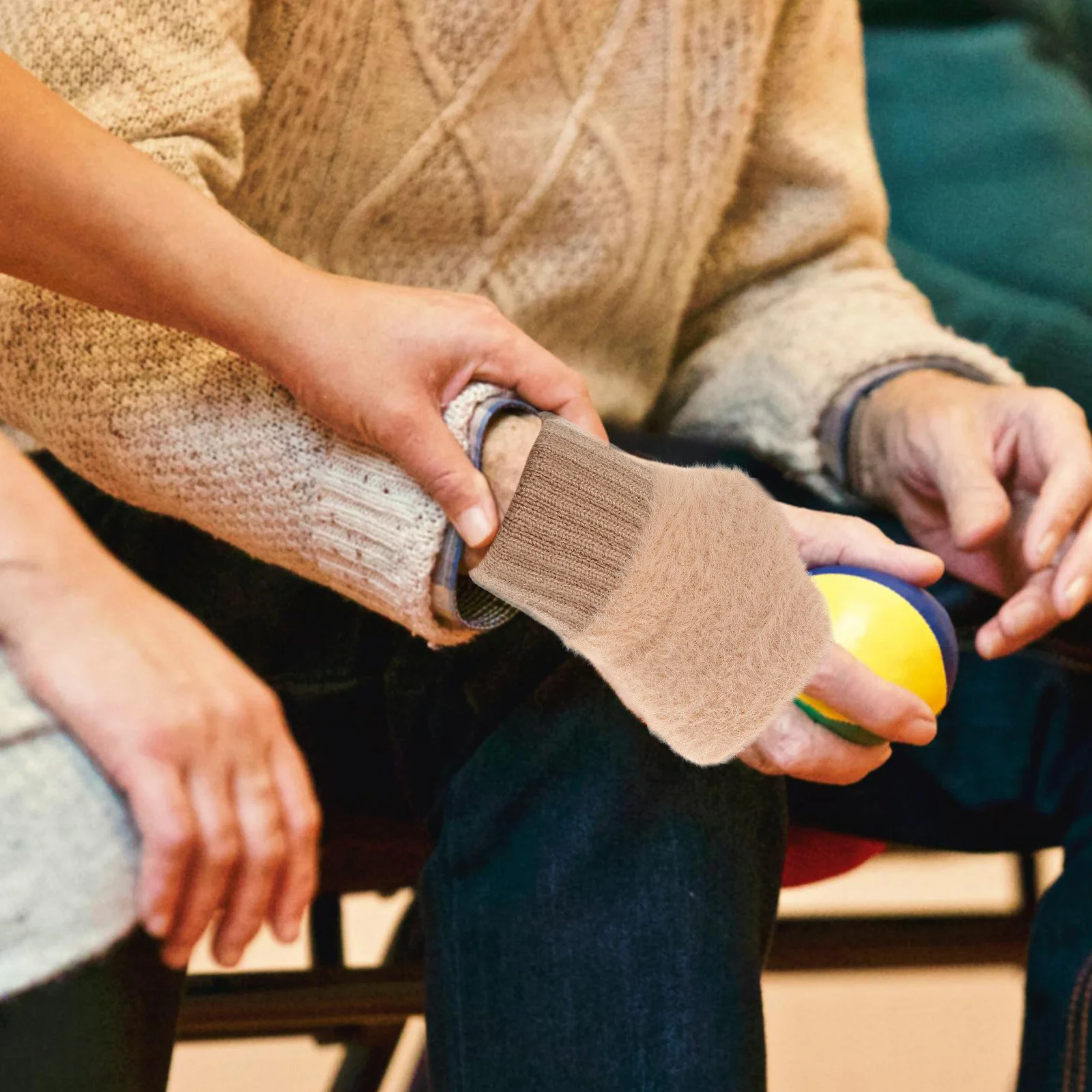 1 زوج شتاء دافئ محبوك أصابع قفازات النساء طويلة نصف اصبع القفازات الكتابة الكتابة الطقس البارد دافئ أنيق تدفئة اليد #6