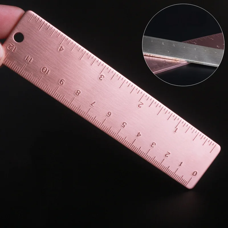 Thickened Pure Copper Ruler Copper Double-scale Bookmark Ruler Brass Drawing Drawing EDC Tool Rulers