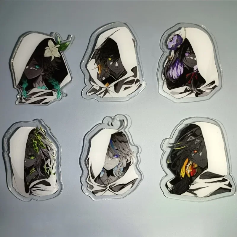 6Pieces Game  Mavuika Furina de Fontaine Barbatos Morax Nahida Beelzebul Pins Acrylic Breastpin Badge Jewelry Gift