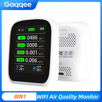 8in1 Smart Home Wifi Air Quality Monitor with WiFi NDIR Sensor Detection for CO2 PM2.5 HCHO TVOC Temperature Humidity