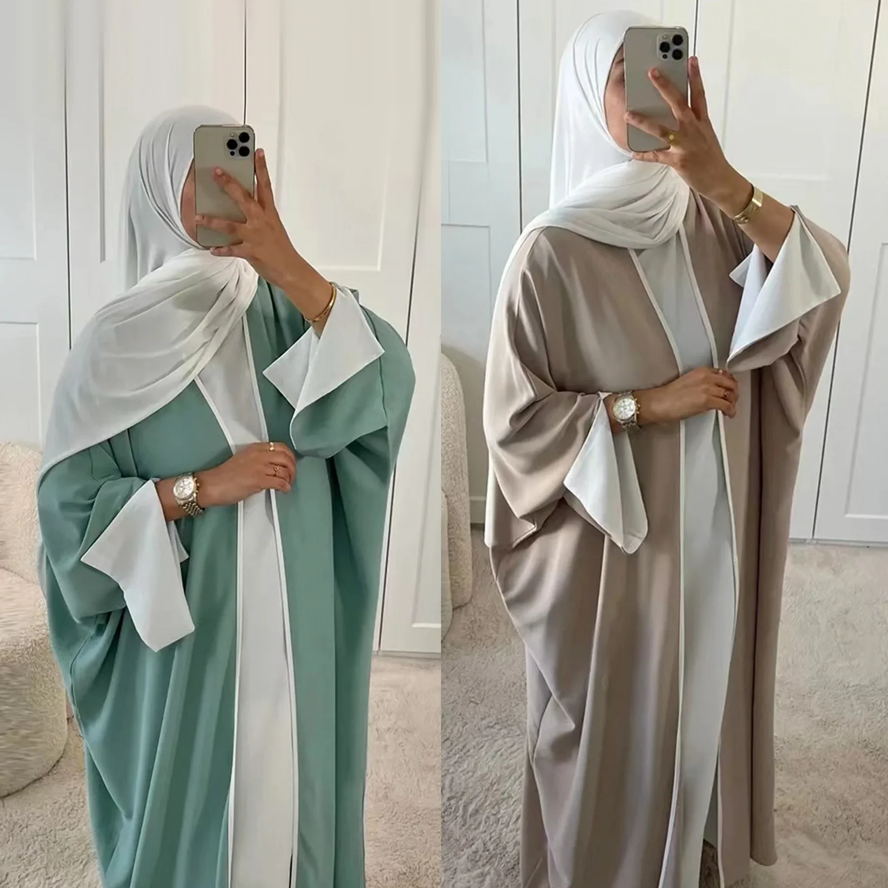 Eid Abaya abierta musulmana para mujer cárdigan modesto bata Ramadán Vestidos Marruecos Dubai Arabia Saudita Abayas Kaftan Jalabiya Vestidos largos