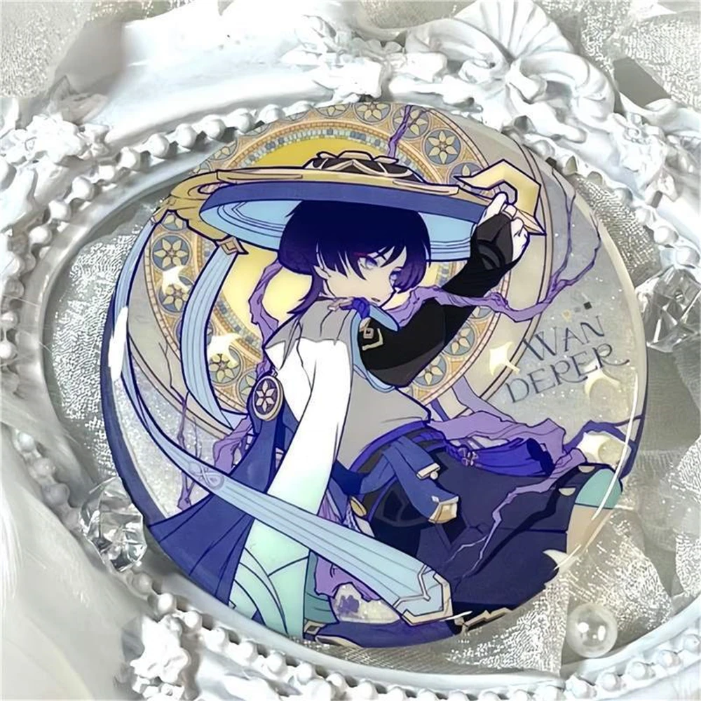 

Game Genshin Impact Wanderer Balladeer Scaramouche Kunikuzushi Kabukimono Cosplay Badge Pin SPTE Tinplate Brooch Accessories