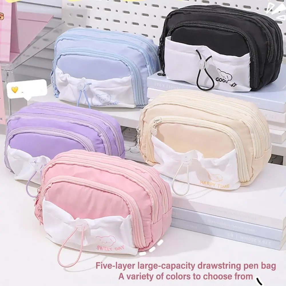 

Высококачественная вместительная сумка для ручек, пятислойная дизайнерская ручка-карандаш со шнурком, школьная коробка для ручек