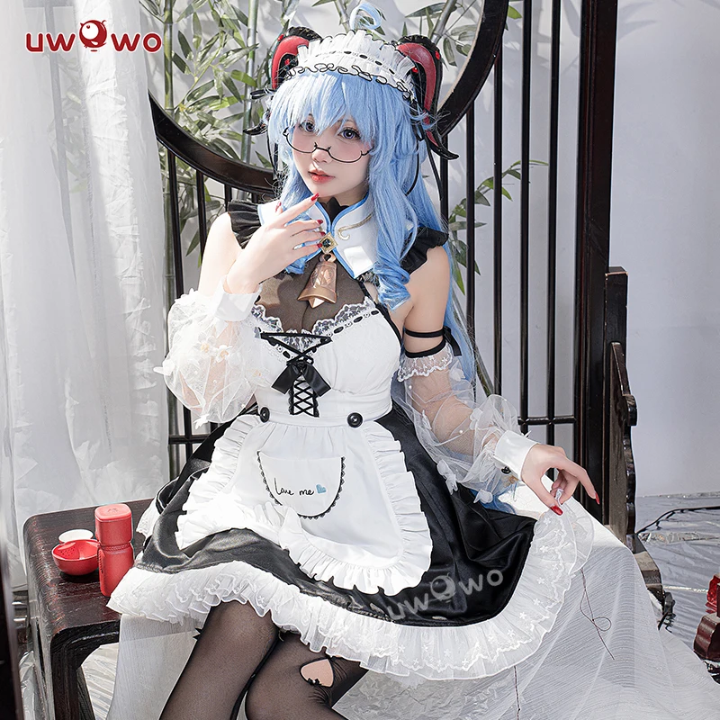 

LAST BATCH UWOWO Ganyu Cosplay Maid Costume Genshin Impact Fanart: Cocogoat Milk Costume Cute Lolita Dress Maid Outfit