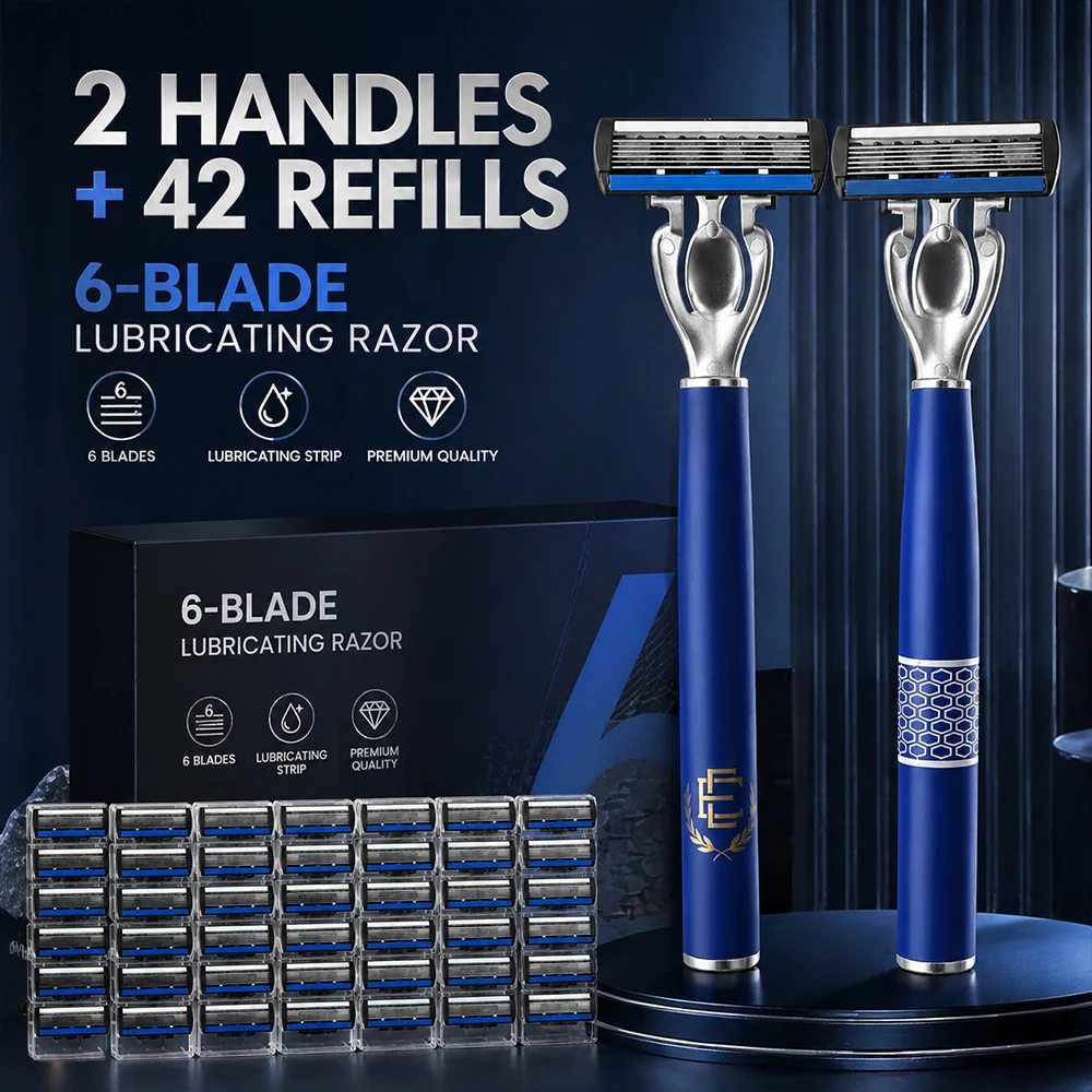 

[Men's Shaving Set] Six layer Blade Design for Anti slip Sharp Shaving Pain free Men's Essential Item