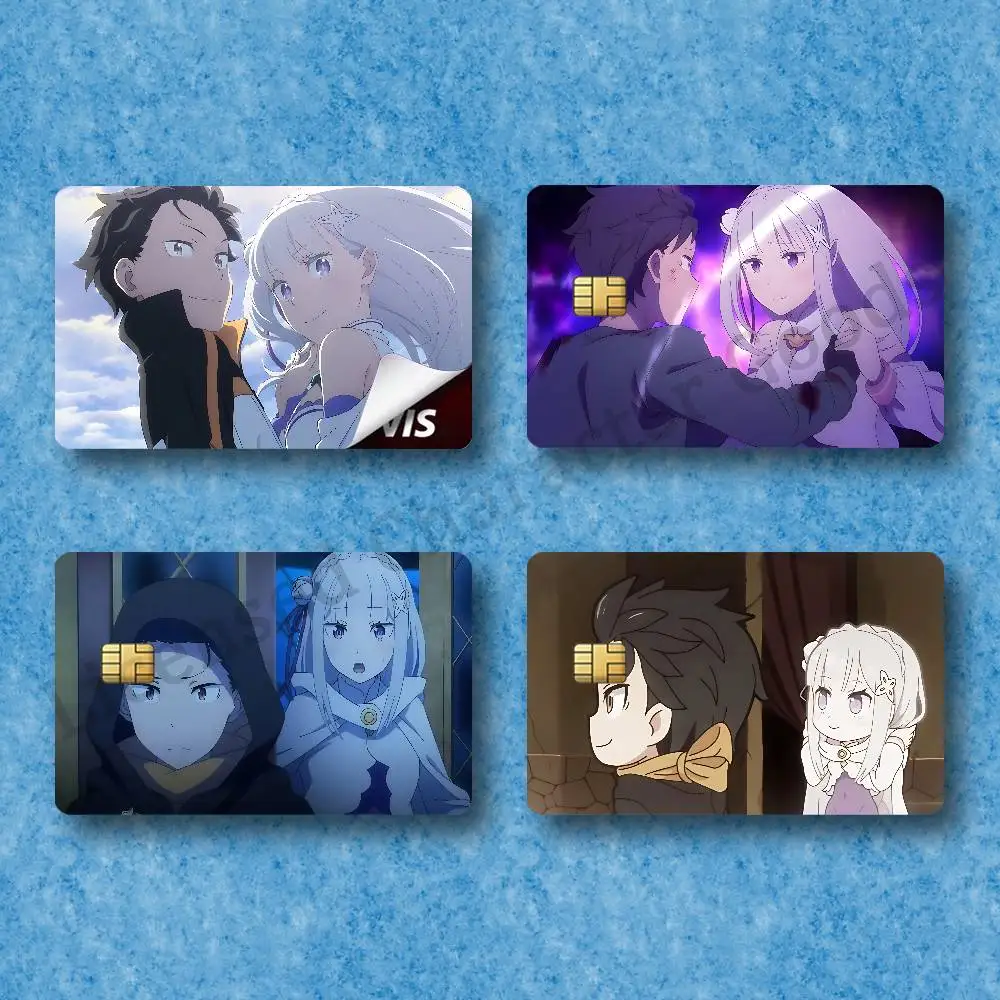 E-EmiSuba S-Subaru E-Emilia Card Skin Stickers Decor For Credit Debit Card  Travel Transport ID Metro Cards 4Pcs Set