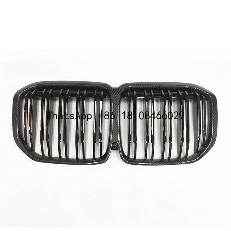 Wonderful Quality Real Carbon Fiber car grills For BMW X7 G07 Double Line Gloss Black Front Buer grille 2019-2022