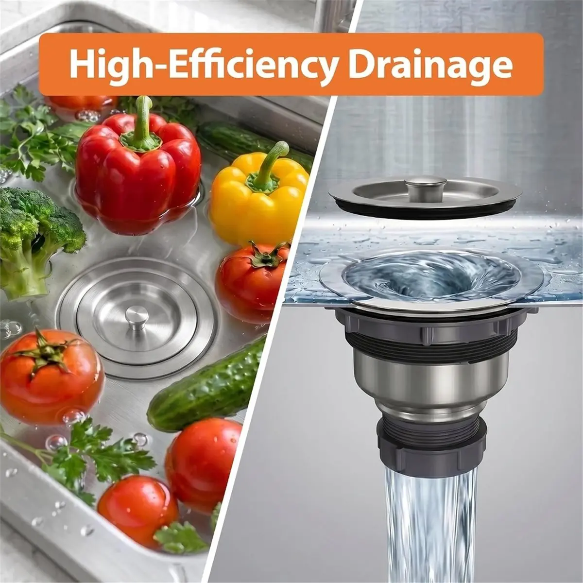 Kitchen Sink Drain 3-1/2 Inch,Kitchen Drain Assembly Kit with Removable Deep Sink Strainer Basket and Drain Sealing Lid