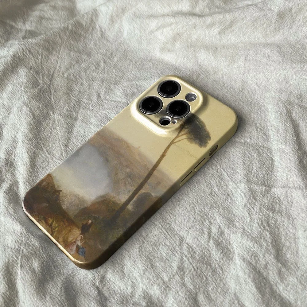Ins النفط اللوحة فتاة خلفية صفراء آيفون 17 16 15 14 13 برو ماكس 12 11 مكافحة قطرة واقية الصلب PC غطاء أكريليك #3