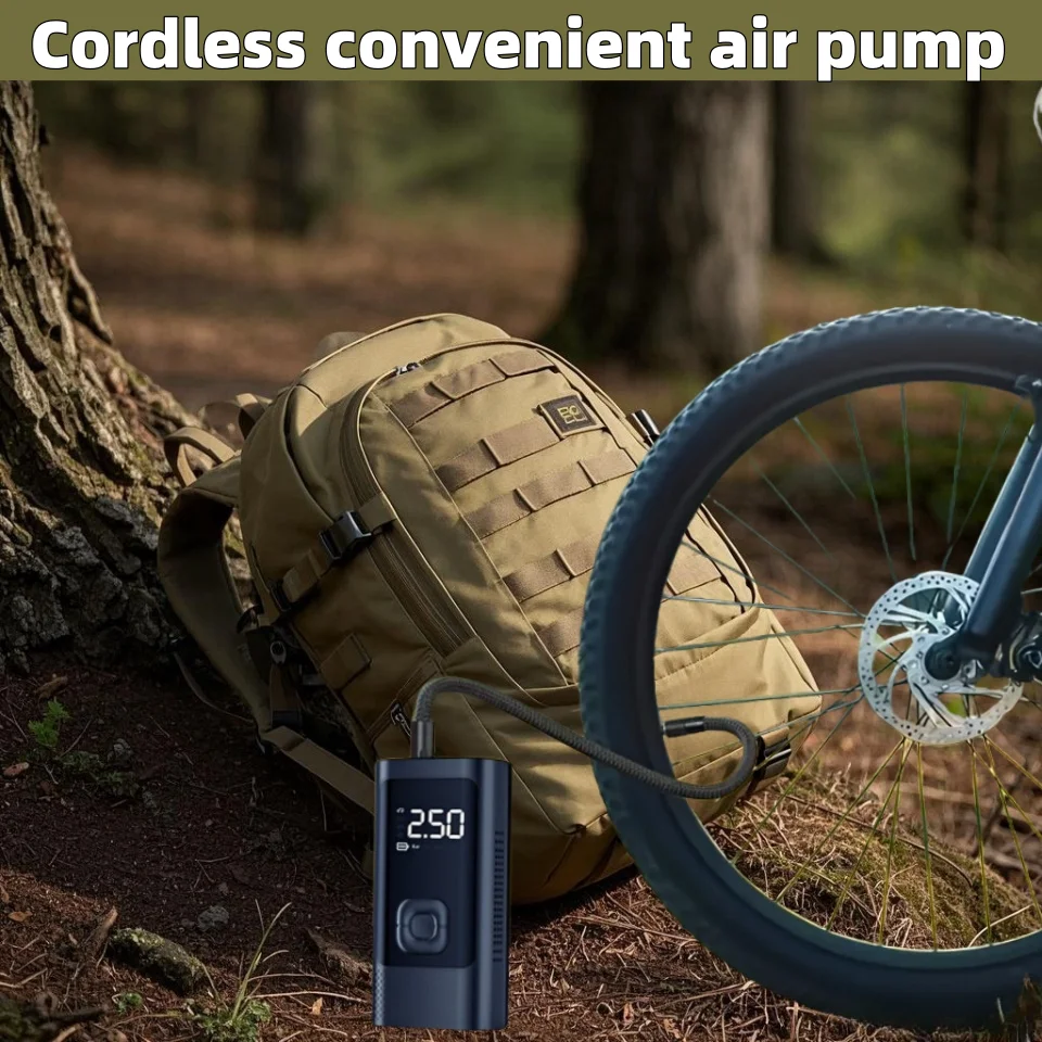 Inflatable Pump Portable 2 power supply modes and 4 preset air pressures Digital Display Car Motorcycle Tire With USB output