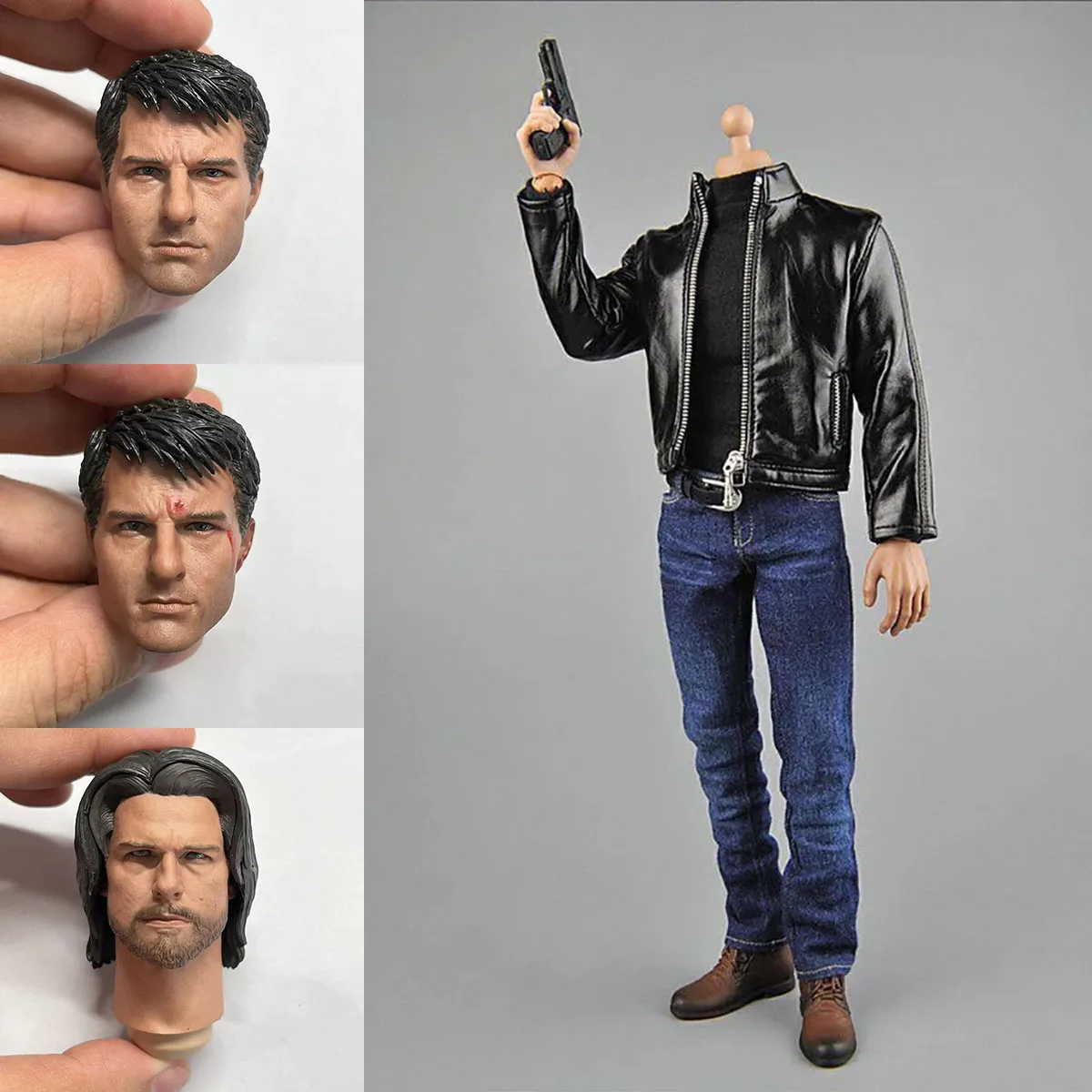 

Toy Center Cen-M07 1/6 Модная мужская солдатская кожаная куртка Tom Cruise, джинсовый свитер, черные туфли, подходят для экшн-фигурки 12 дюймов