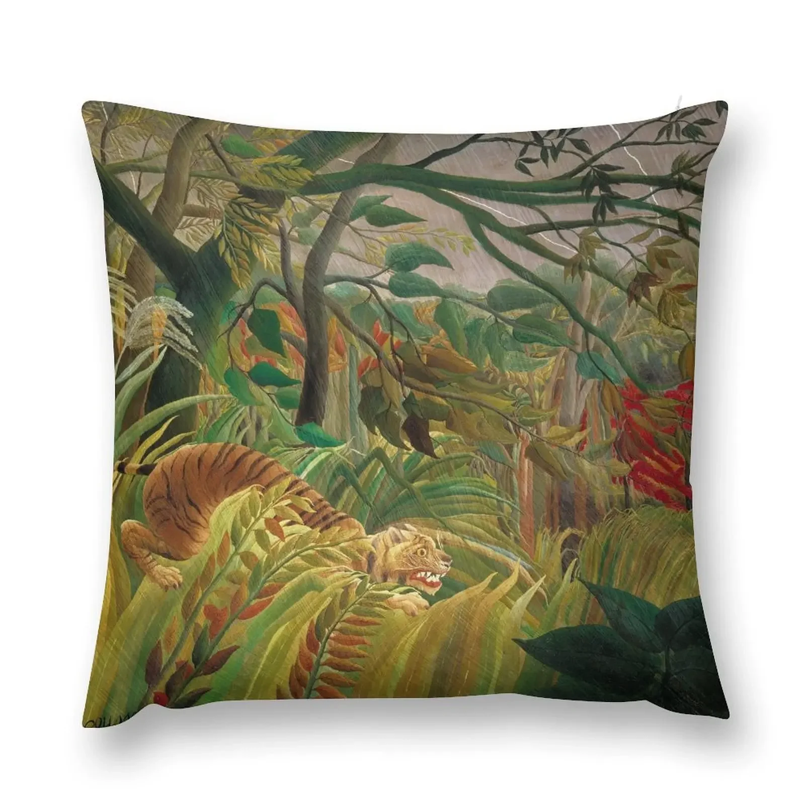 Henri Rousseau - Tiger in a Tropical Storm Throw Pillow Anime christmas pillow case pillow