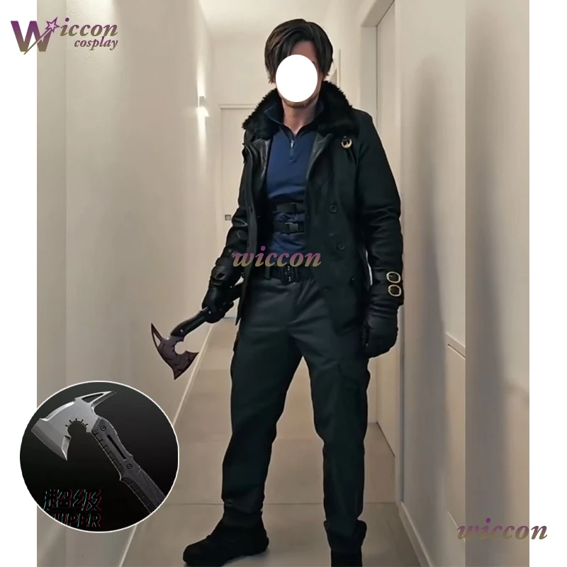 

Panda Requiem Resident Cos Evil Leon·S·kennedy Cosplay Leon Cosplay Costume Pu Coat Full Set Uniform Hallowen Play Role Clothes