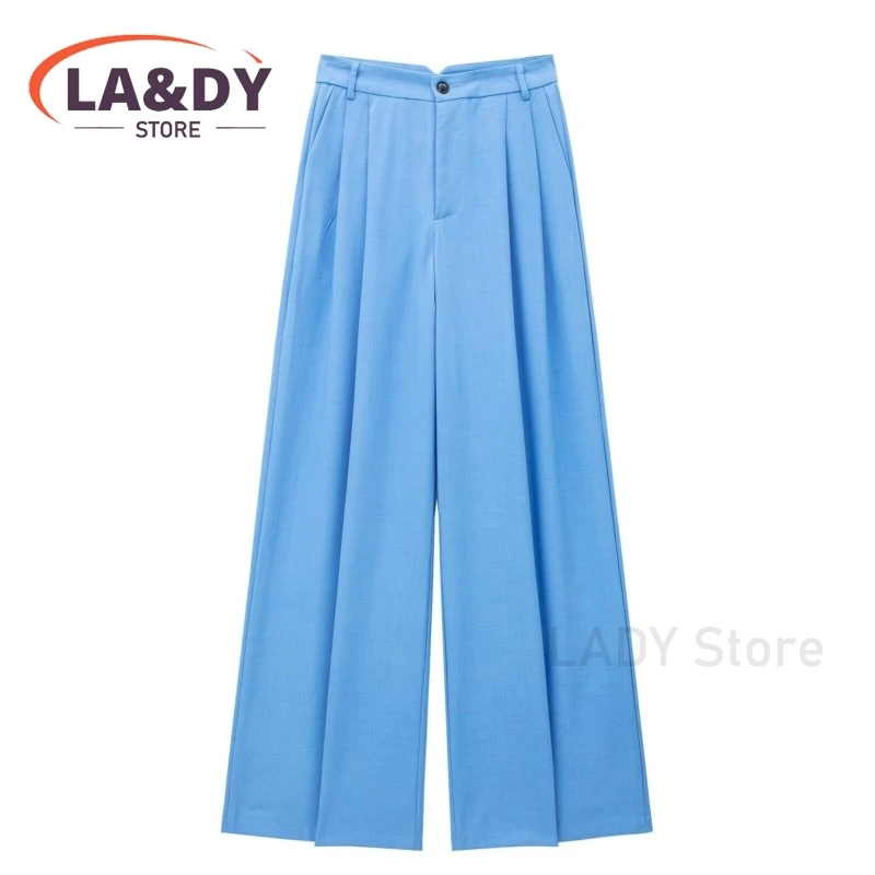 Pant Women 2024 Spring Summer Fashion Versatile Loose Simple Wide Leg Pants Female Solid Color High Waist Casual Trousers