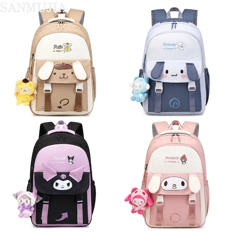 Anime Sanrioed Nylon zaino borsa a tracolla Melody Kuromi Pom Pom Purin Cartoon Doll Cute School Bag compleanno regalo di natale