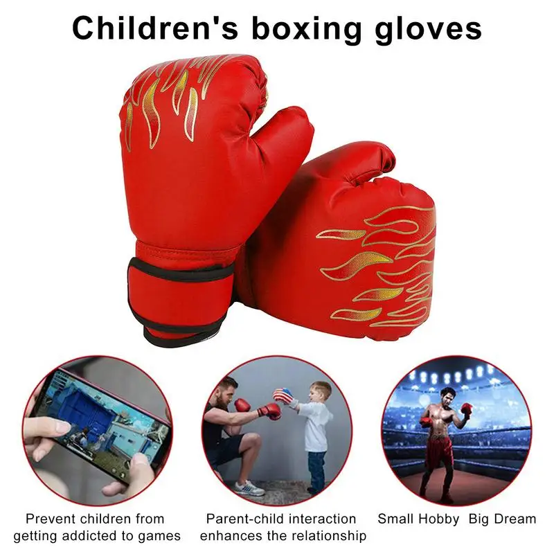 Aldult Kids Boxing Gloves Children Punch Training Sparring Kickboxing Fighting Fitness Mitts Hitting Hand Protector Blue