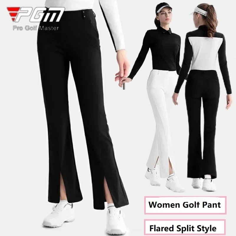 PGM New Women's Golf Pants Leisure Slimming Flare Sweatpants Fashion Split High Waist Golf Trousers Ladies Training Pants