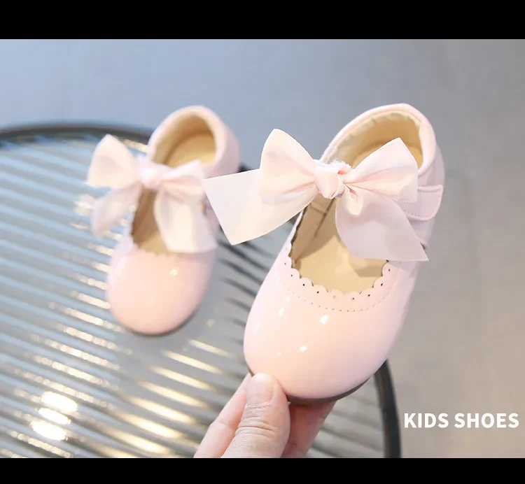 Mädchen-Prinzessinnenschuhe mit Schleife, flache Schuhe für Babys, Kleinkinder und Kinder, für Party, Tanz, Schule, mit Band, Frühling und Herbst, neue Mode, rutschfest, weich – Detail 2