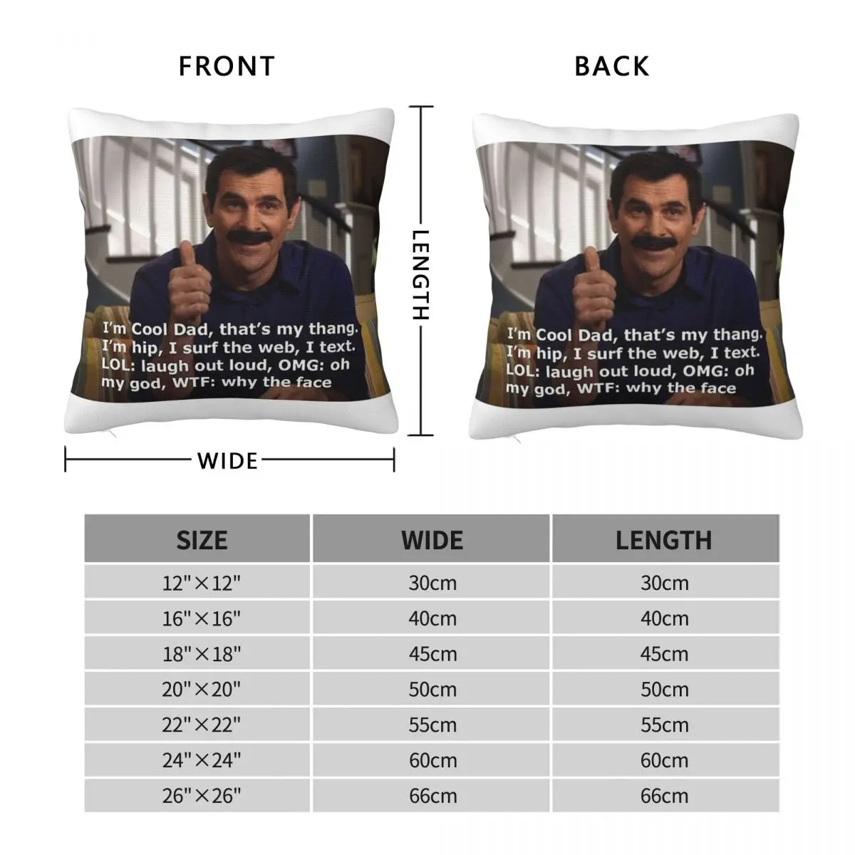 Modern Family Phil Dunphy Meme Square Pillowcase Polyester Linen Velvet Creative Zip Decorative Pillow Case Car Cushion Case