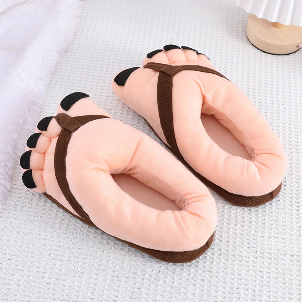 Spoof Big Feet Plush Slippers For Autumn Winter Thick Breathable Warming Shoes For Cold Weather