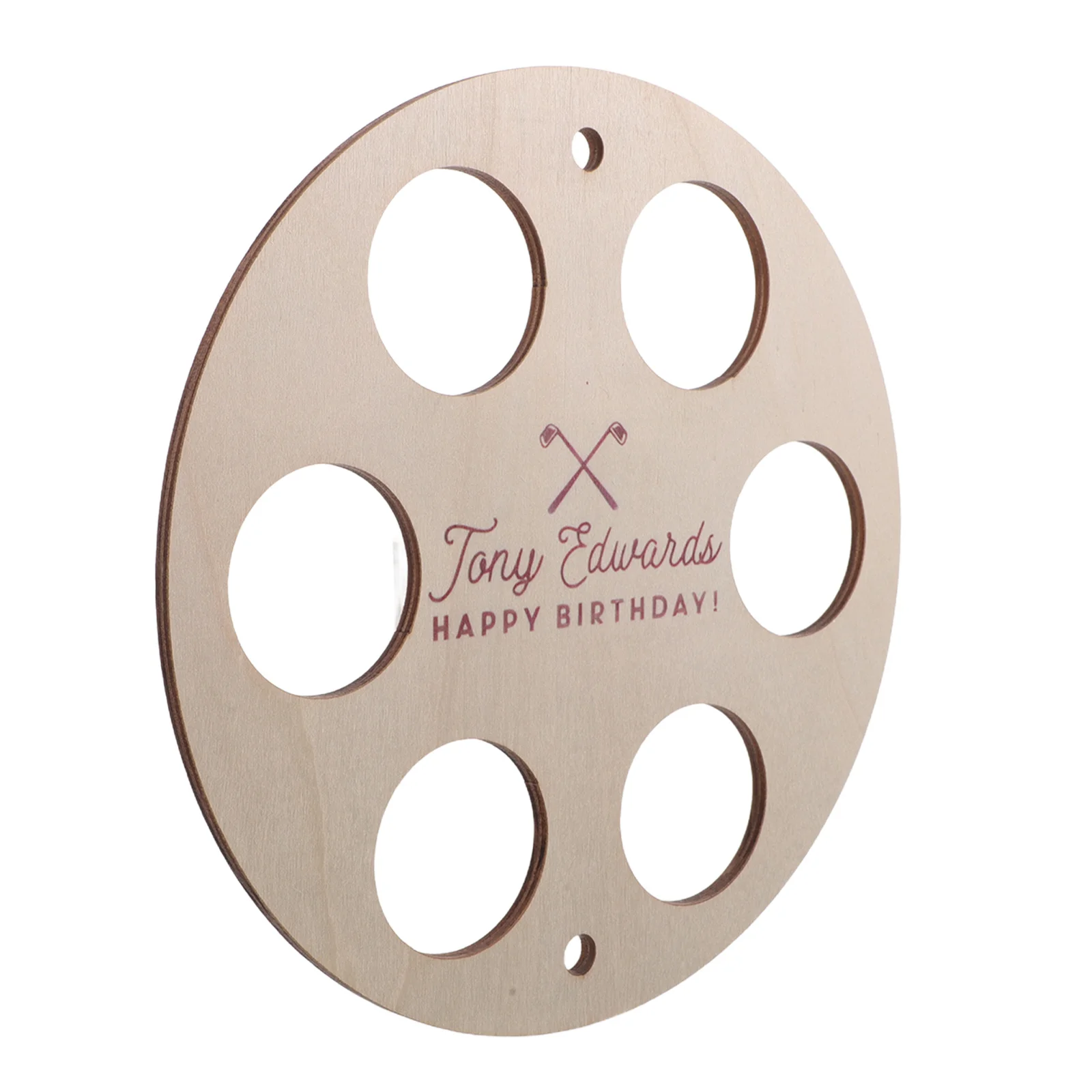 

6 Hole Round Wood Golf Ball Display Rack Elegant Organizer for Office Home Golf Collector Storage Showpiece Signed Ball Stand