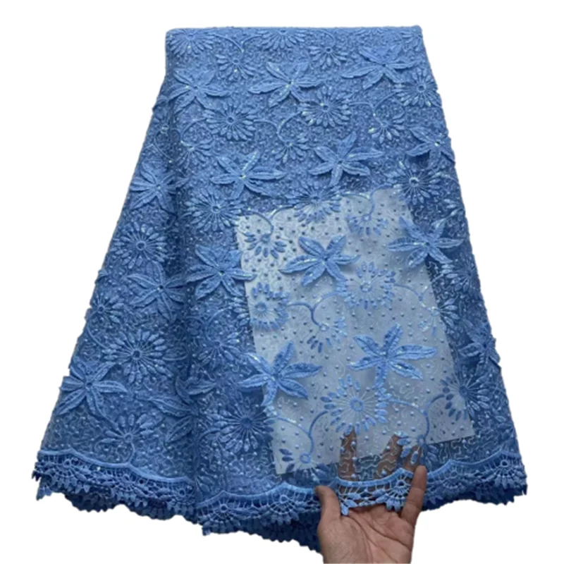 

Swiss Voile Lace in Switzerland African Lace Fabric blue Latest Swiss Lace Fabric African 100% Cotton Fabric For Dress FRF366