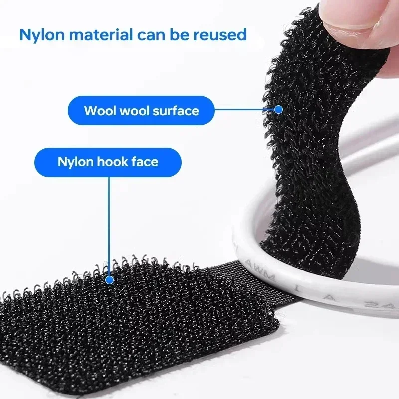 20/10/5PCS Reusable Cable Ties Fastening Wire Organizer Cord Rope Holder Self Adhesive Adjustable Cord Organizer Straps