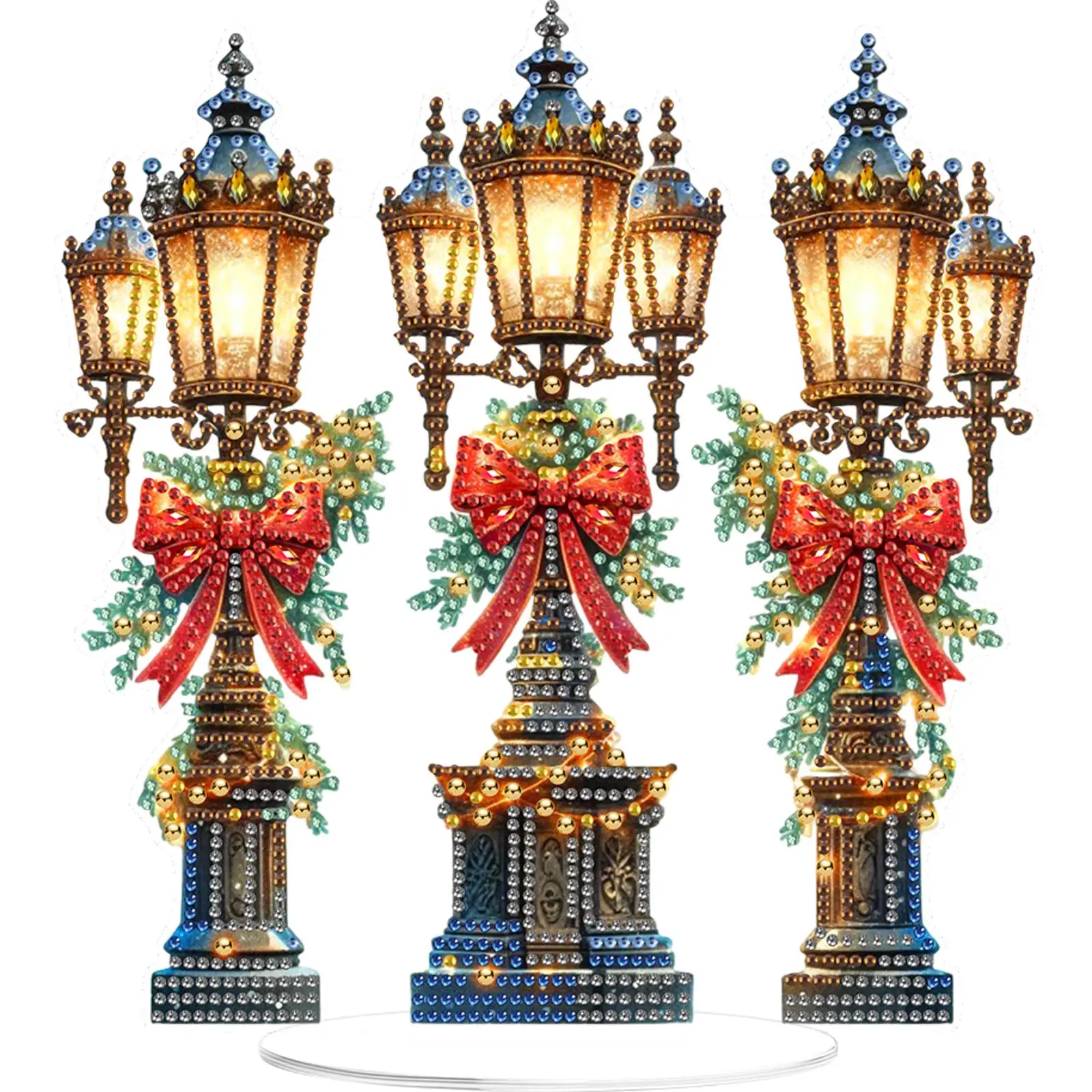 

2D Flat Print Xmas Street Lamp DIY Table Top Diamond Painting Ornament Kits