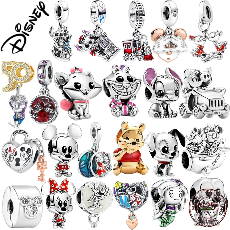 925 Sterling Silver Collection Minnie Safty chain Alice Stitch Charm Beads Suitable For Pandora Bracelets Jewelry Making