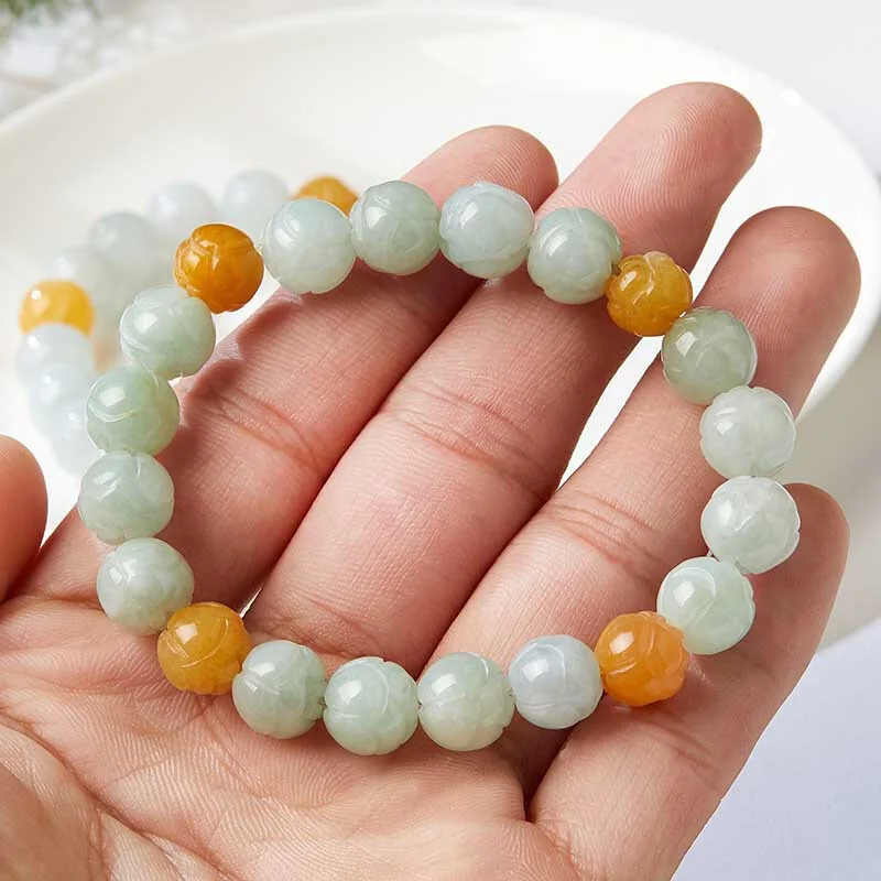 Bracelet Women's Myanmar Lotus Scattered Beads Jade Bead Tricolor