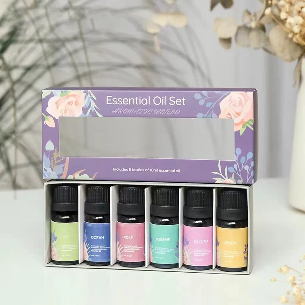 Set de regalo de aceites esenciales premium, 6 botellas, kit de aromaterapia de calidad spa, aromas florales y frescos, inauguración de la casa, día de la madre, Birt