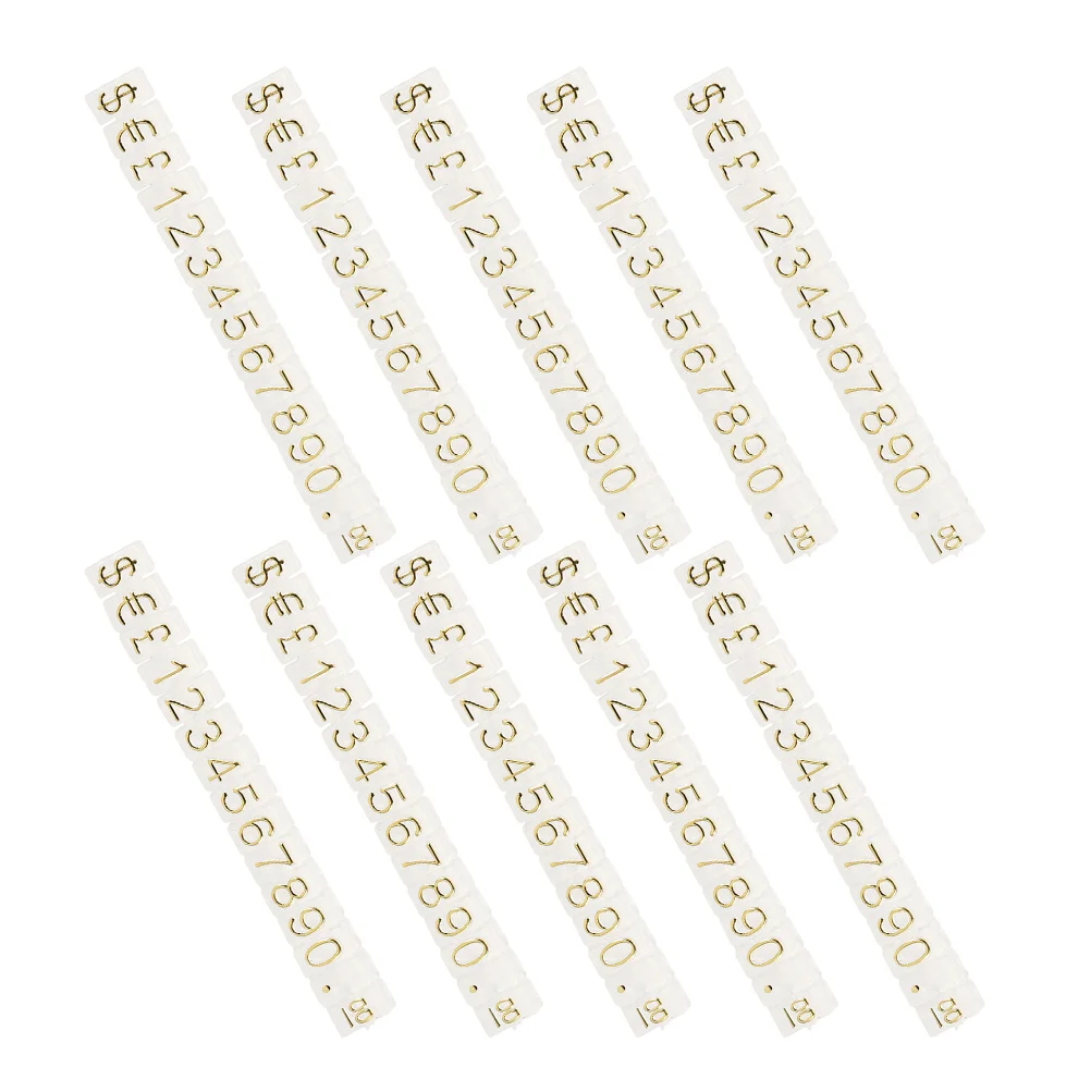 

10 Strings Price Label Tags for Jewelry with Base Cube Retail Counter Pricing Stand Display Holder Letter Adjustable