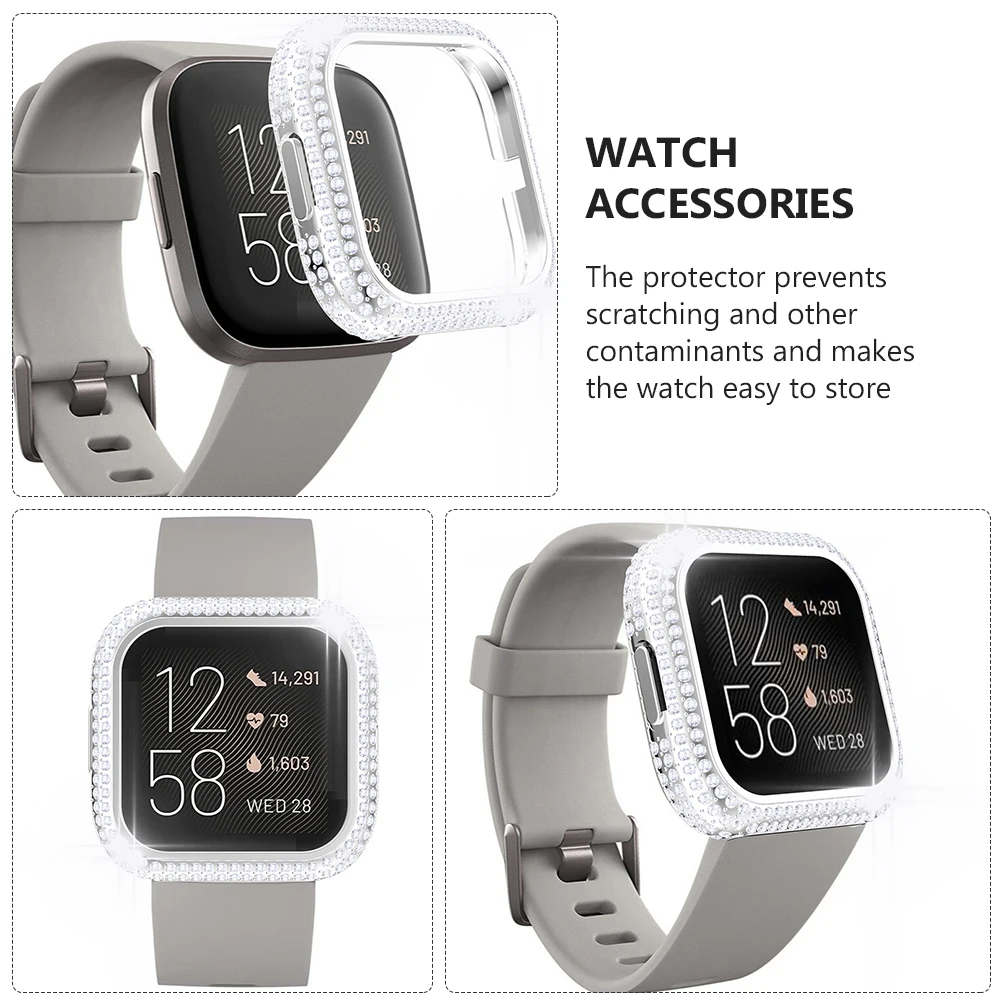 

1 pc Diamond Cover Hard Protective Case Compatible With Fitbit Durable Scratch Resistant Anti-Fall Smart Watch Protector High