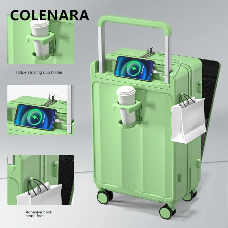 Colenara กระเป๋าเดินทางขนาด20 "24นิ้ว, กระเป๋าเดินทางเปิดด้านหน้า26นิ้วกระเป๋าล้อลากแล็ปท็อป