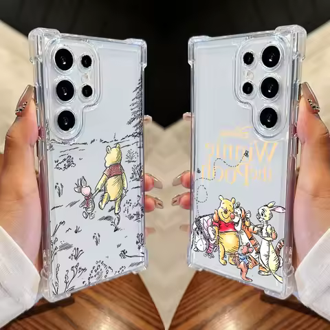 Cartoon Winnies the Poohs Phone Case For Samsung Galaxy S25 FE S24 S23 S22 S21 Ultra S20 Plus Note 20 10 S25FE Soft Clear Cover