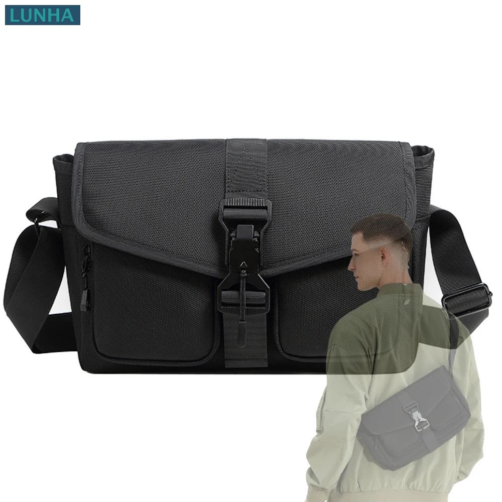 

Men's Ballistic Nylon Crossbody Bag Waterproof Small Messenger Bag for Outdoor Sports Cycling Hiking Sling Shoulder Bags Black
