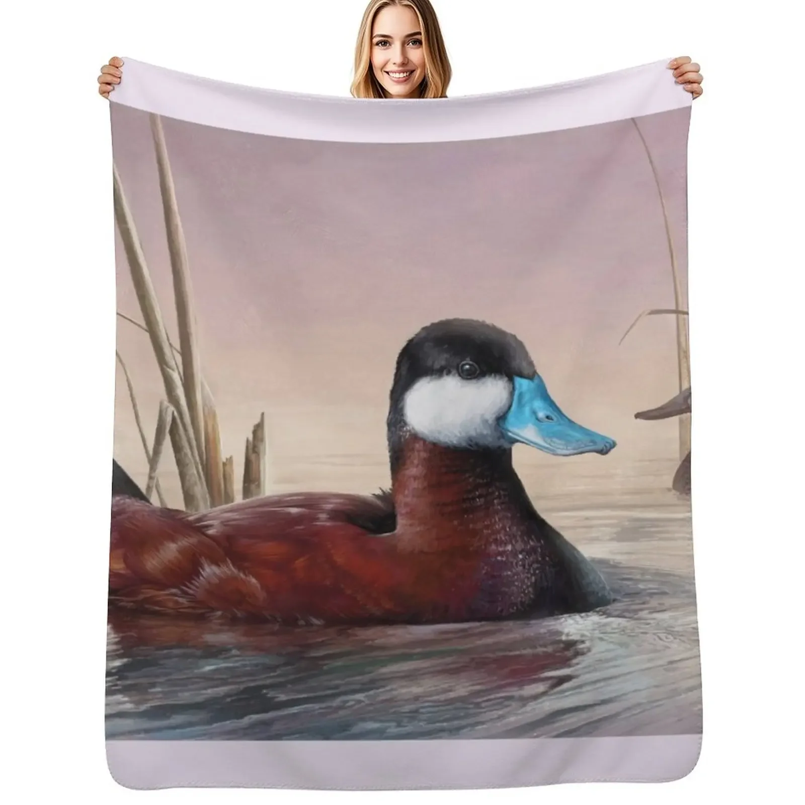 

Ruddy Duck Throw Blanket Personalized Gift Luxury Thicken Flannel Fabric Heavy Blanket