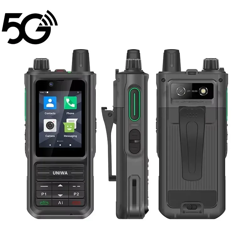UNIWA NR120 Walkie Talkie Zello 5G PoC วิทยุ 2.4 นิ้วหน้าจอสัมผัส IPS 3GB 32GB IP68 กันน้ํา Android 13 5000mAh PTT SOS OTG