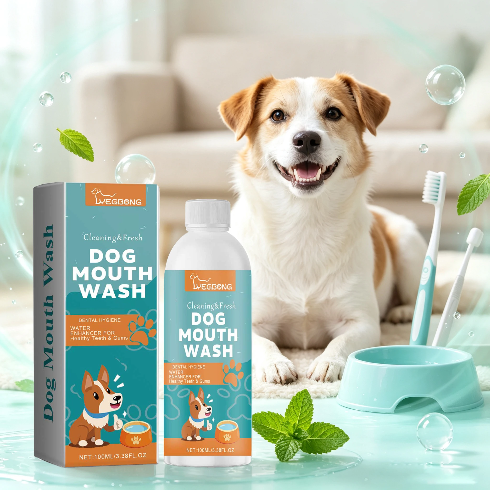 100G Pet Mouthwash Gentle Cleaning Teeth Stains Prevent Plaque Remove Bad Breaths Promote Pet Oral Health Mild Pet Mouthwash