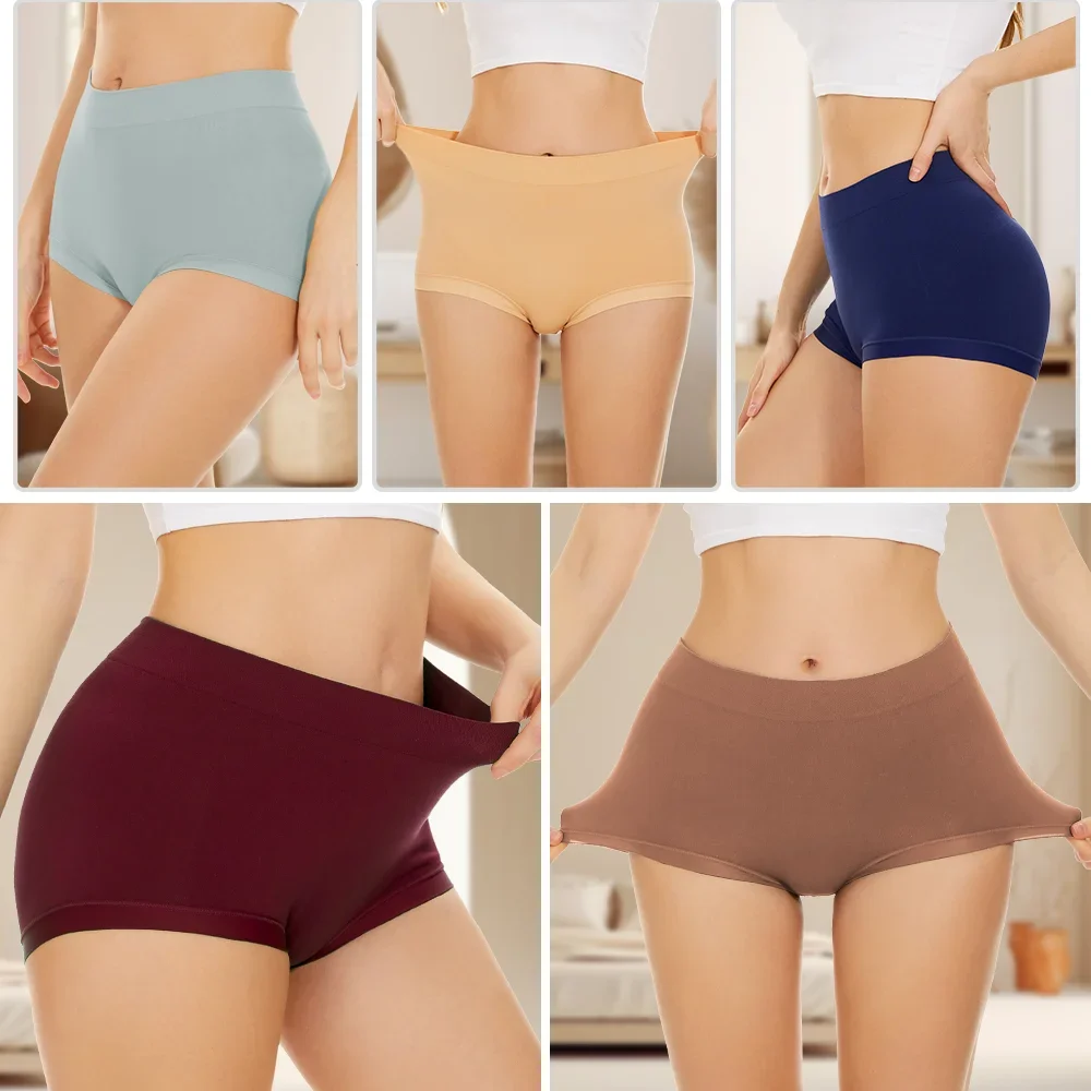 5Pcs/Set Women Cotton Seamless Panties Sexy Lingerie Underwear Female Full Coverage Breathable Solid Color Underpants for Girls