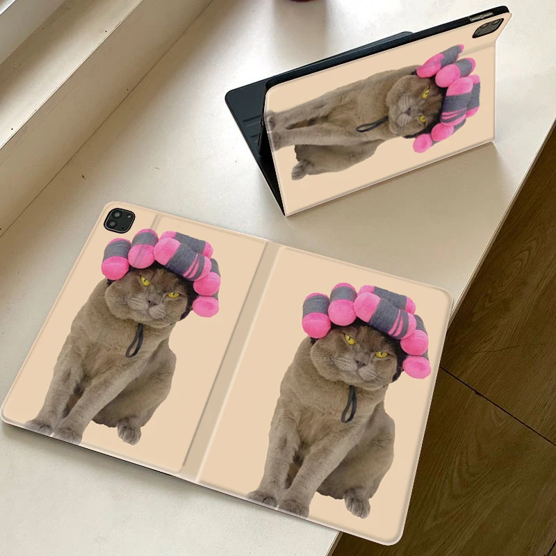 

Чехол для iPad Pro 10/11 дюймов (2020/6-го/7-го/8-го поколения), iPad Air 3-го/4-го/9-го поколения, iPad Air 5-го поколения (2022), iPad Air 11 с рисунком кота с кудрявыми волосами