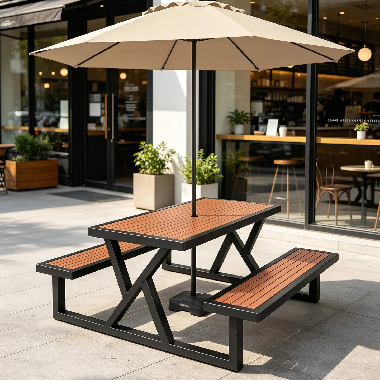 Outdoor rain and sun protection integrated external tables, chairs, tables and chairs furniture