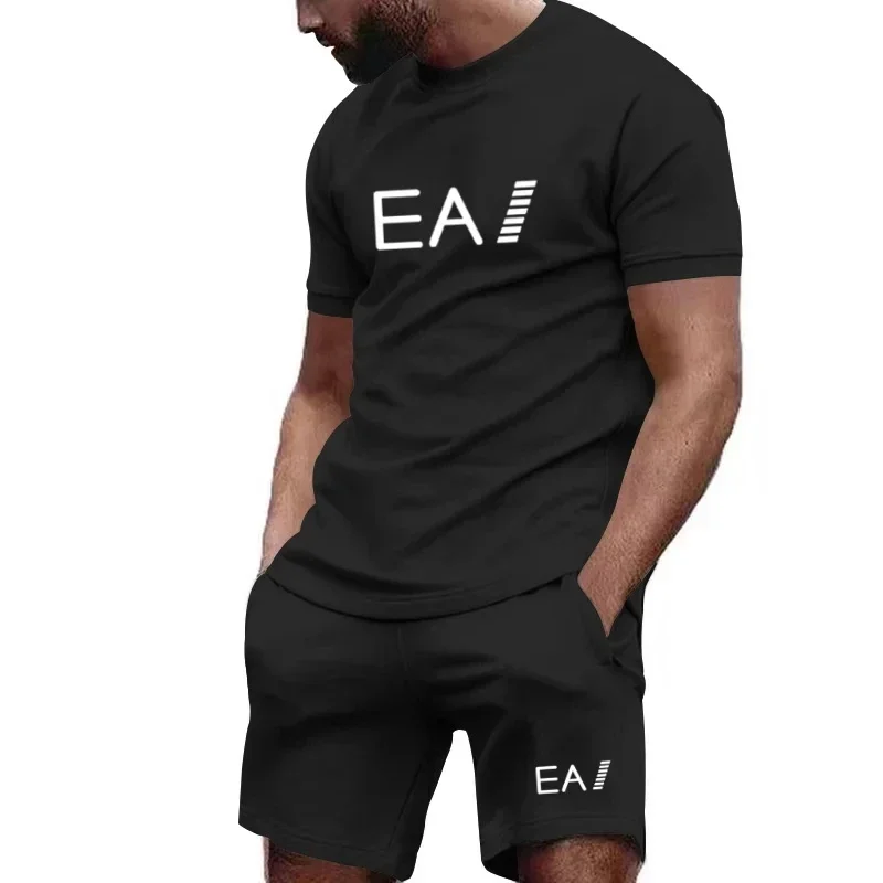 

Men's two-piece set, short-sleeved T-shirt and shorts, breathable, casual and fashionable suit, new summer 2024 collection
