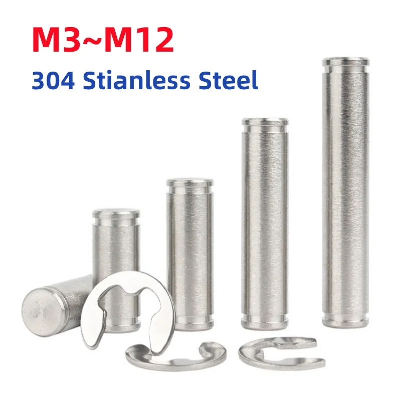 M3 M4 M5 M6~ M12 304 Stianless Steel Grooved Pin Shaft Double Circlip Locating Pins With Retaining Ring With Shaft Circlip
