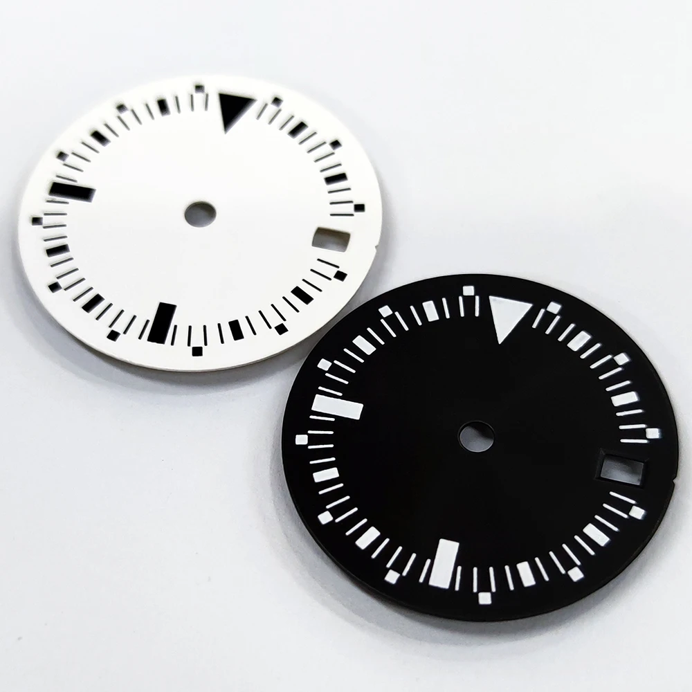

28.5mm dial NH35 dial Sun pattern black/sand surface white dial Watch accessories men's watch dial Creative Scale Dial