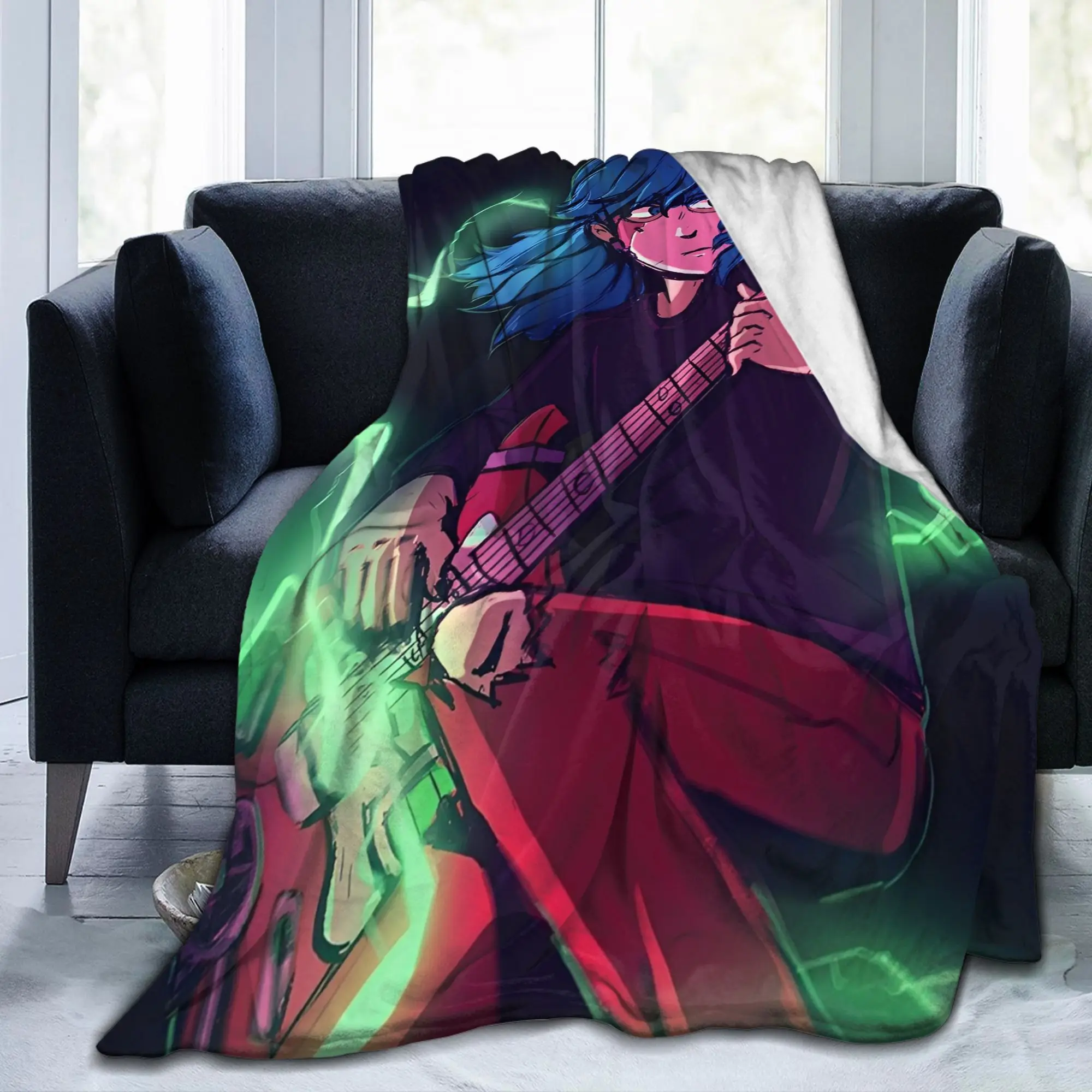Sally Face Sal Fisher SF Guitar Blanket Cover Velvet Game Gothic Lightweight Throw Blanket for Car Quilt Multi-function