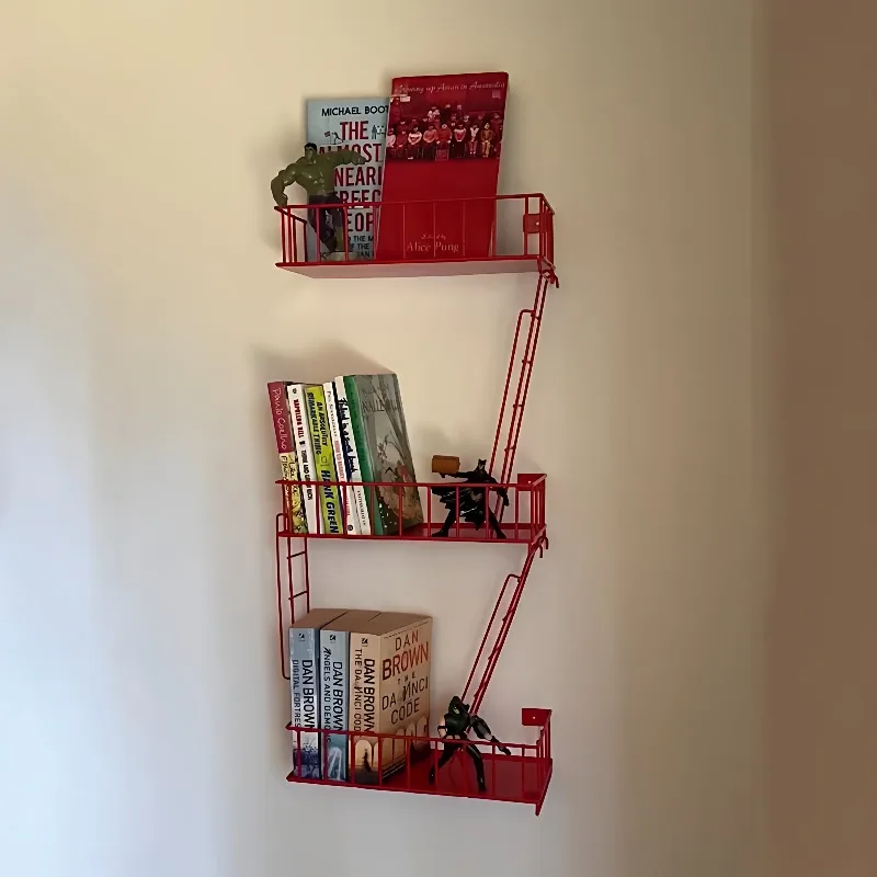 Metal Shelf Wall Shelf Ladder Floating Shelves Wall Mount Display Rack for Books Figurine Small Apartment Bedroom Home Decor