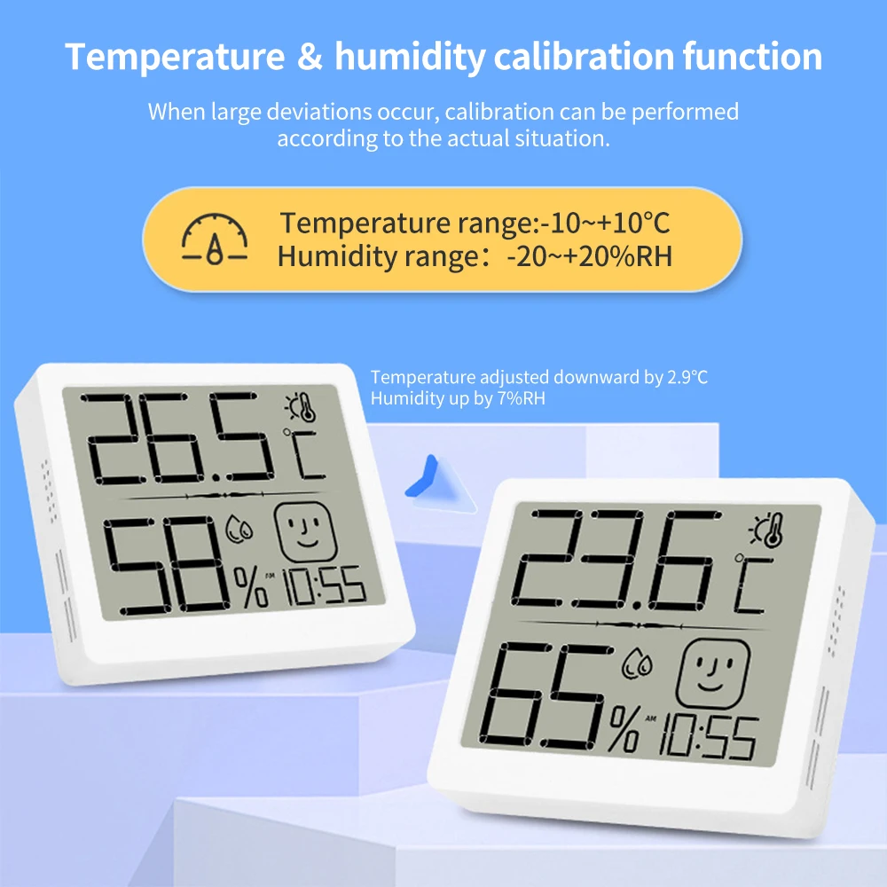 Thermometer Hygrometer Time Alarm Thermo-Hygrometer Digital Temperature Test Meter High-Precision Lcd Indoor Household Room