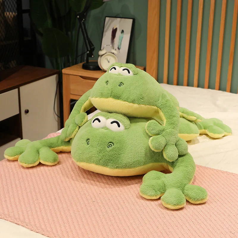 60-130cm Giant Big Frog Plush Toy Stuffed Plushies Grogs Throw Pillow Cushion Home Decor Kids Birthday Gift for Boy Big Eyes